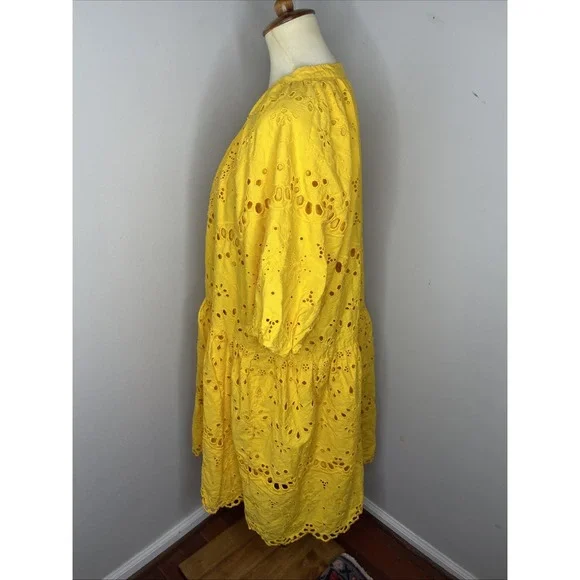 By Anthropologie Yellow Tallulah Eyelet Mini Dress XL - Picture 2 of 9